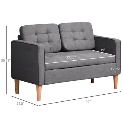 Canapé-lit moderne en tissu capitonné avec rangement HOMCOM