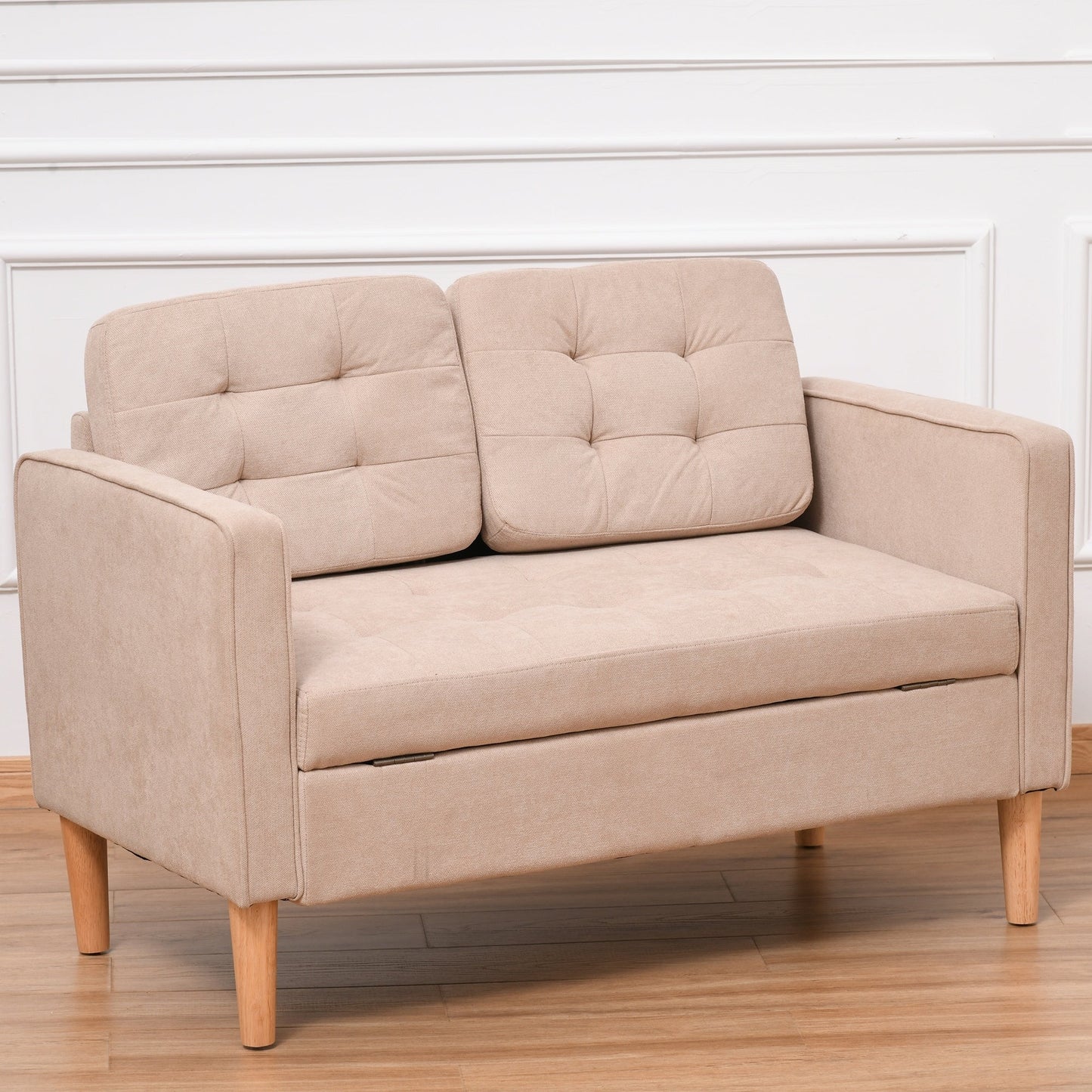 Canapé-lit moderne en tissu capitonné avec rangement HOMCOM