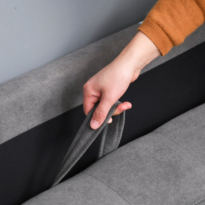 Canapé-lit moderne en tissu capitonné avec rangement HOMCOM