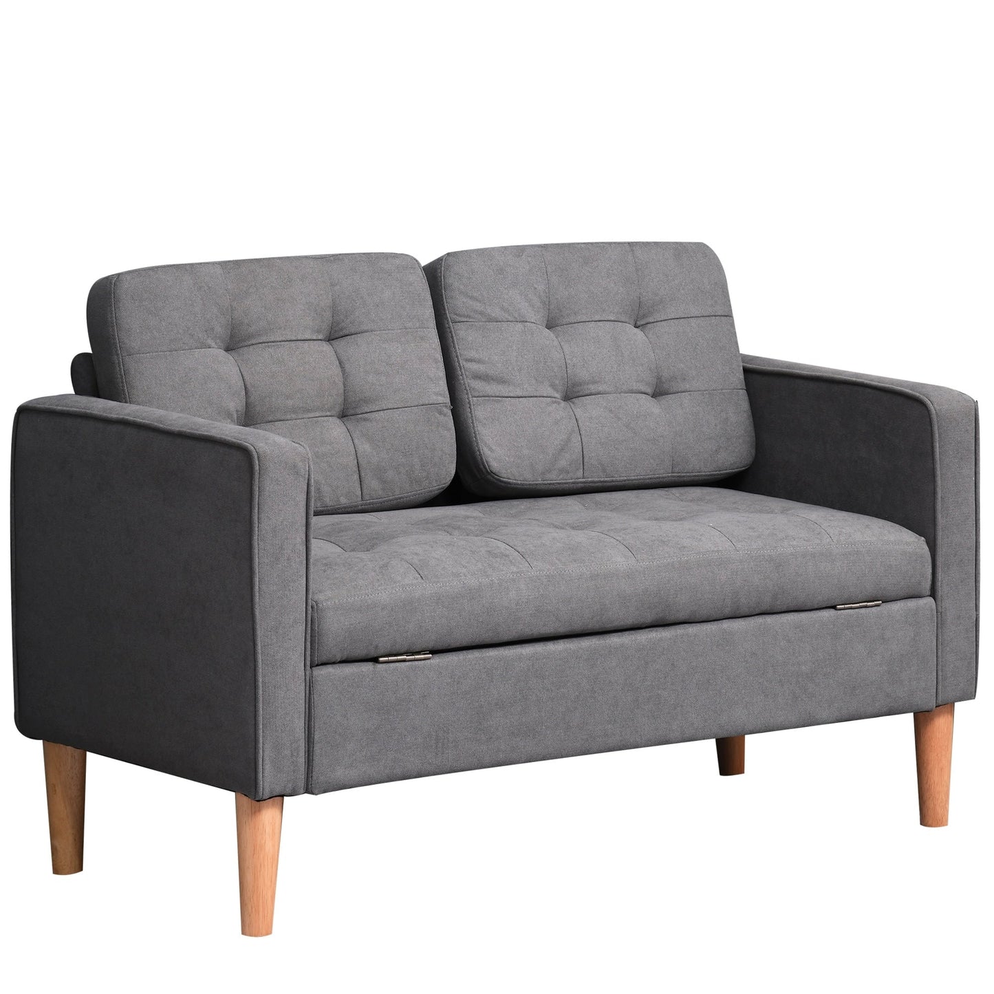 Canapé-lit moderne en tissu capitonné avec rangement HOMCOM