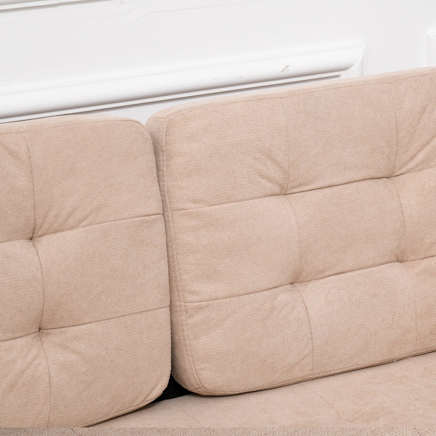 Canapé-lit moderne en tissu capitonné avec rangement HOMCOM