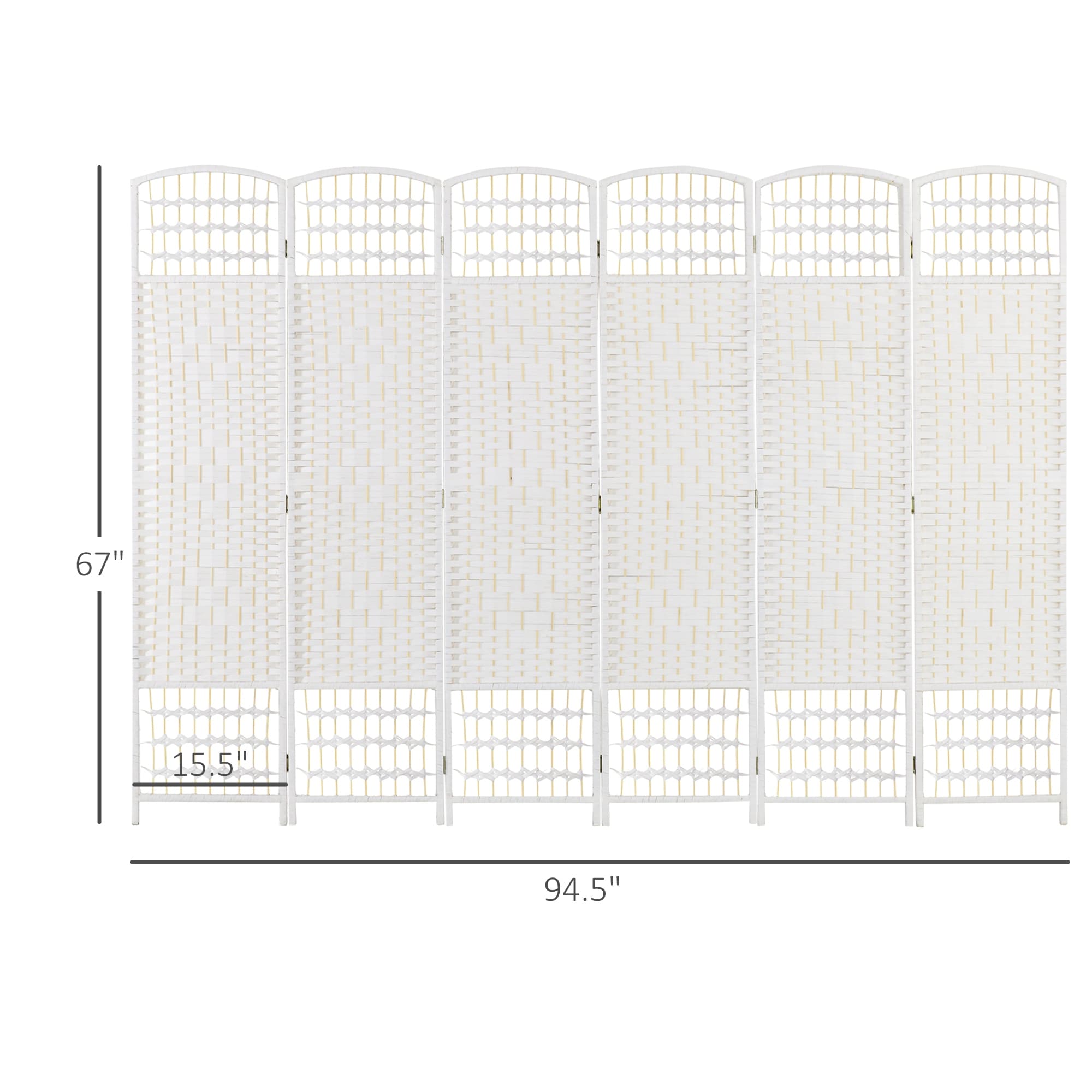 Cloison de séparation HOMCOM, cloison de séparation autoportante en fibre ondulée, 1,7 m de haut, blanc