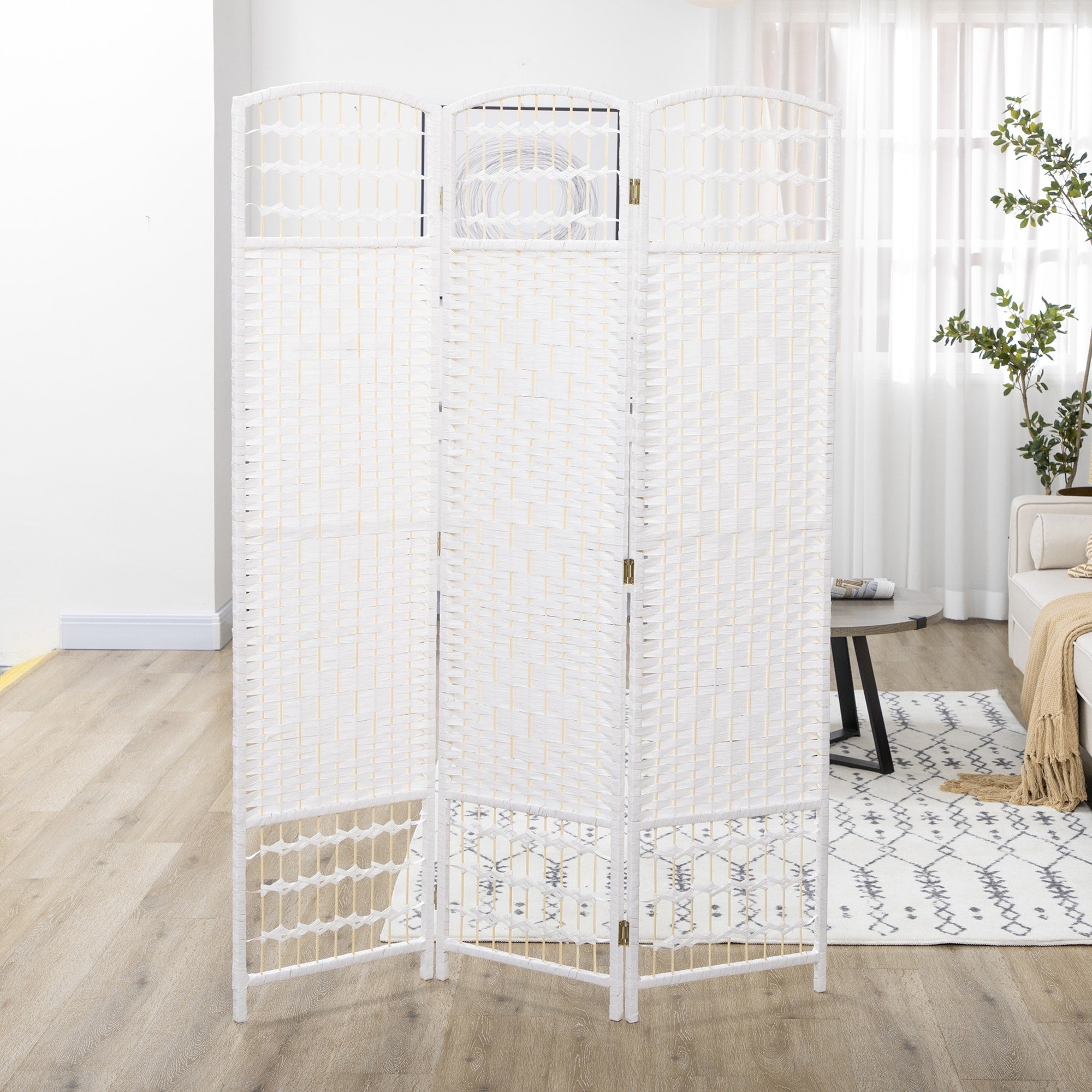 Cloison de séparation HOMCOM, cloison de séparation autoportante en fibre ondulée, 1,7 m de haut, blanc