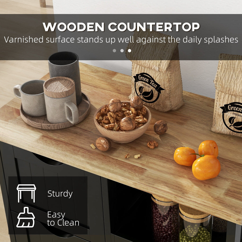 Desserte de cuisine à roulettes HOMCOM, desserte de bar, desserte compacte sur roulettes avec plateau en bois, étagères et tiroirs pour la salle à manger à domicile