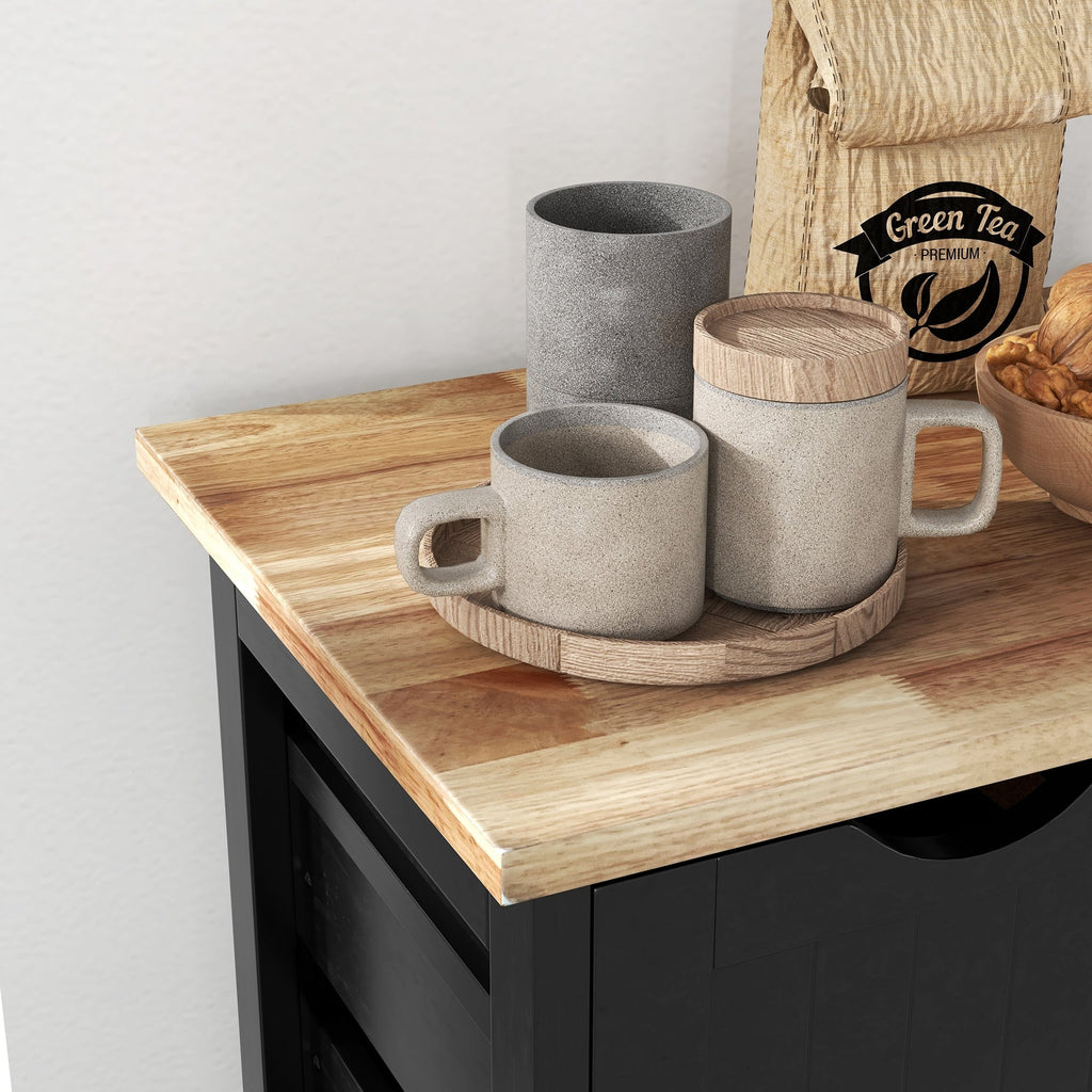 Desserte de cuisine à roulettes HOMCOM, desserte de bar, desserte compacte sur roulettes avec plateau en bois, étagères et tiroirs pour la salle à manger à domicile