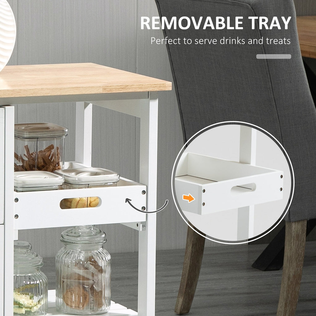 Desserte de cuisine à roulettes HOMCOM, desserte de bar, desserte compacte sur roulettes avec plateau en bois, étagères et tiroirs pour la salle à manger à domicile