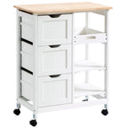 Desserte de cuisine à roulettes HOMCOM, desserte de bar, desserte compacte sur roulettes avec plateau en bois, étagères et tiroirs pour la salle à manger à domicile