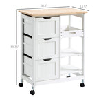 Desserte de cuisine à roulettes HOMCOM, desserte de bar, desserte compacte sur roulettes avec plateau en bois, étagères et tiroirs pour la salle à manger à domicile