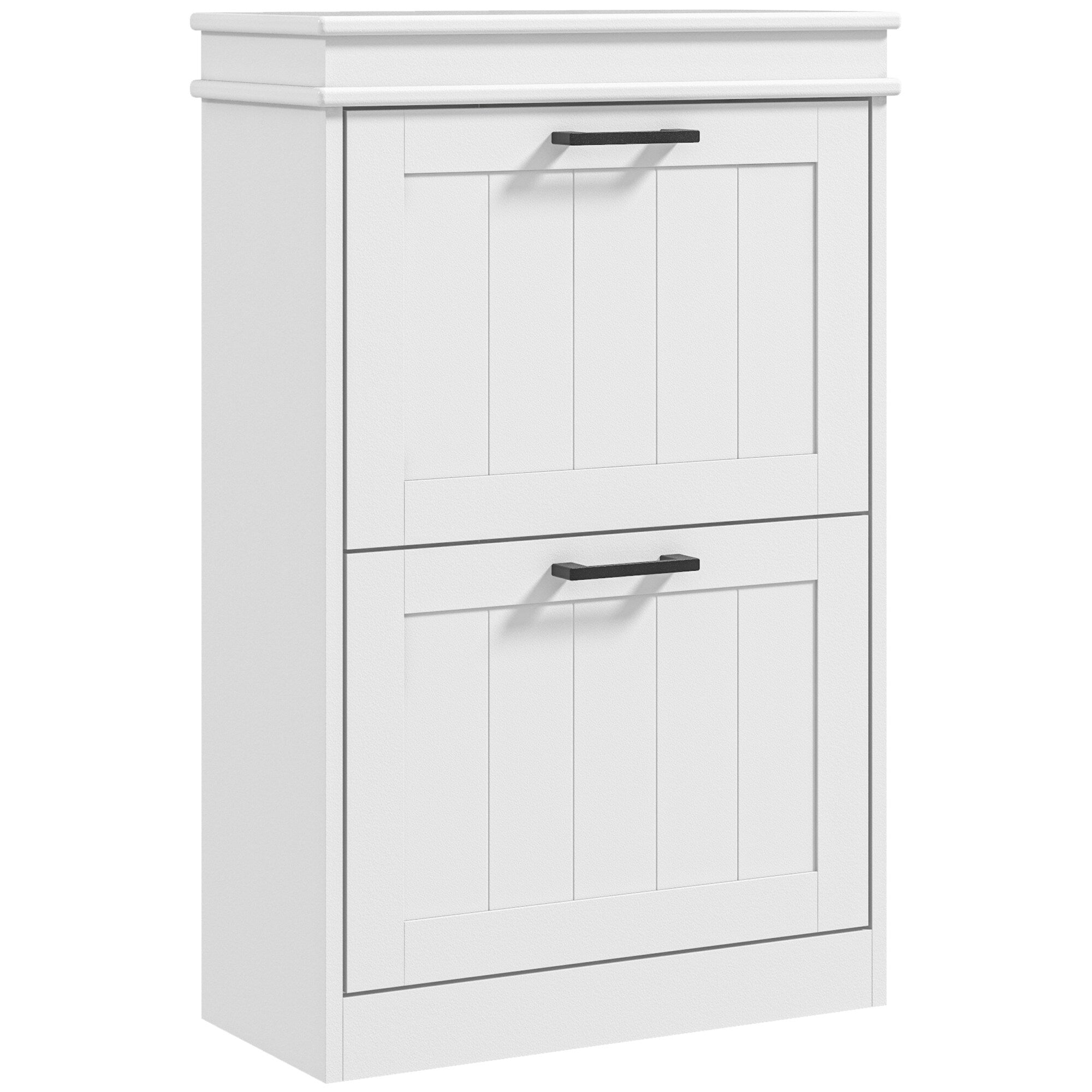 Meuble à chaussures HOMCOM pour entrée, meuble de rangement étroit avec 2 tiroirs rabattables et étagères réglables