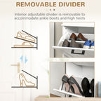 HOMCOM Shoe Cabinet for Entryway, Narrow Shoe Rack Storage Organizer with 2 Flip Drawers and Adjustable Shelves