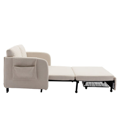 Canapé-lit convertible en lin/PU avec rangement et tête de lit HOMEFUN