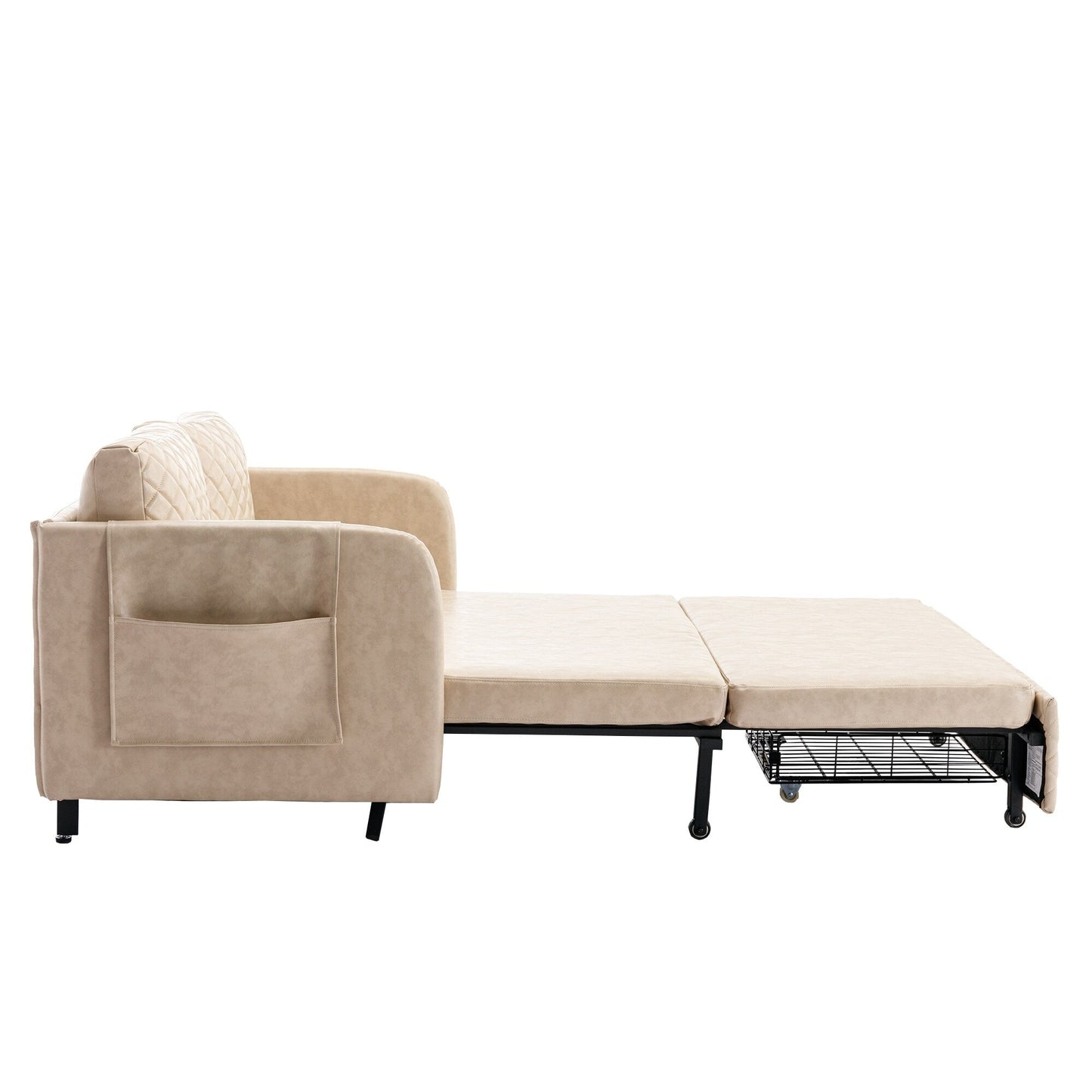 Canapé-lit convertible en lin/PU avec rangement et tête de lit HOMEFUN
