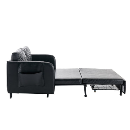 Canapé-lit convertible en lin/PU avec rangement et tête de lit HOMEFUN