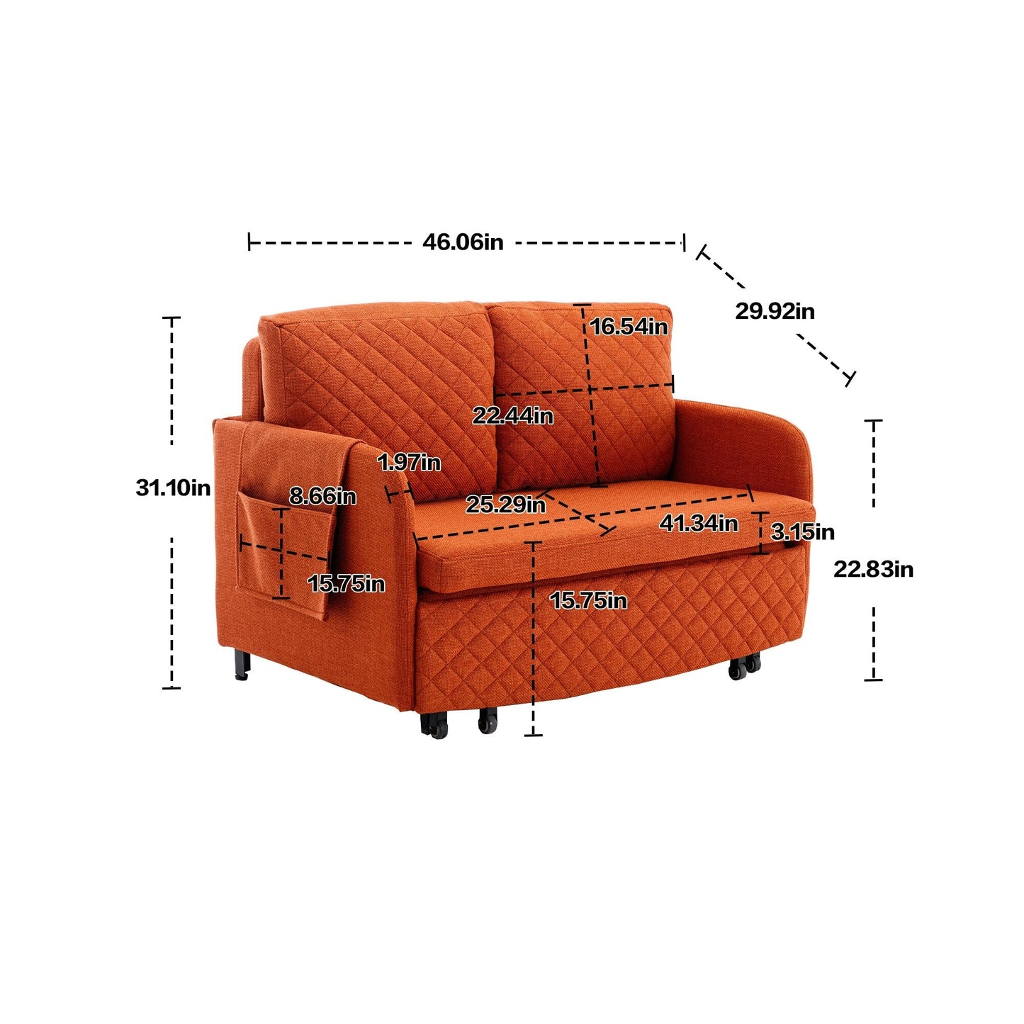 Canapé-lit convertible en lin/PU avec rangement et tête de lit HOMEFUN