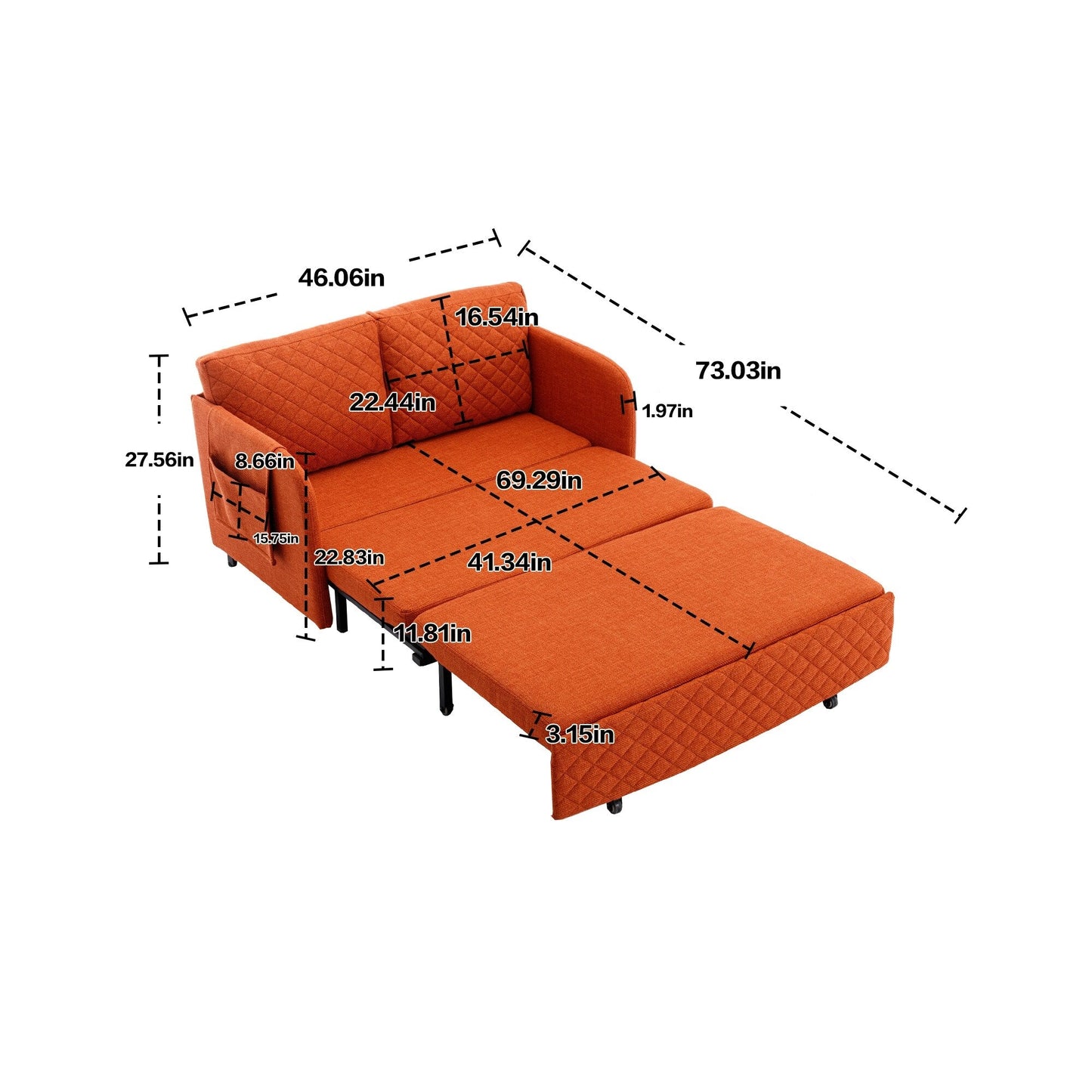 Canapé-lit convertible en lin/PU avec rangement et tête de lit HOMEFUN