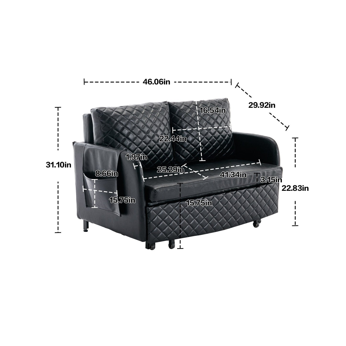 Canapé-lit convertible en lin/PU avec rangement et tête de lit HOMEFUN