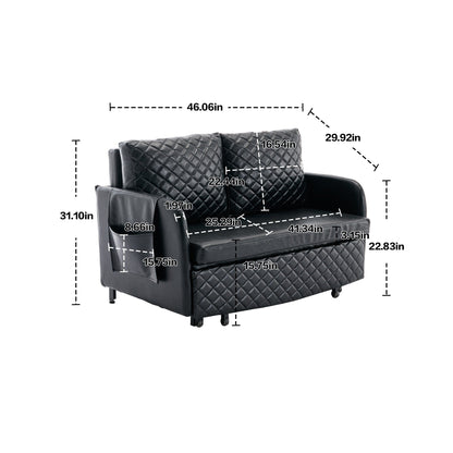 Canapé-lit convertible en lin/PU avec rangement et tête de lit HOMEFUN