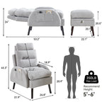 HOMYKA Accent Lounge Chair with Adjustable Backrest Storage Ottoman