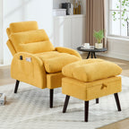 HOMYKA Accent Lounge Chair with Adjustable Backrest Storage Ottoman