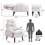 HOMYKA Accent Lounge Chair with Adjustable Backrest Storage Ottoman