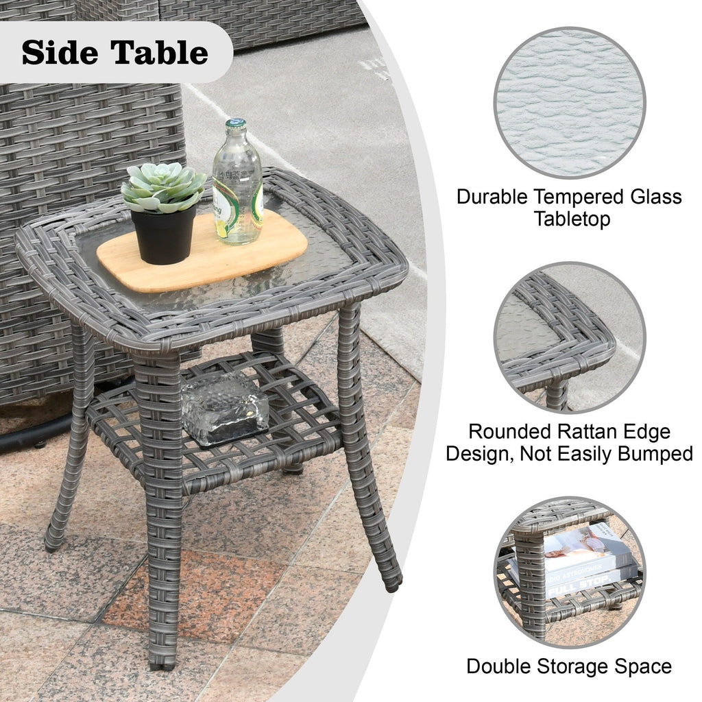 HOOOWOOO Ensemble de 10 canapés sectionnels en osier pour patio, pivotants et à bascule avec table pour foyer
