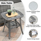 HOOOWOOO Ensemble de 10 canapés sectionnels en osier pour patio, pivotants et à bascule avec table pour foyer