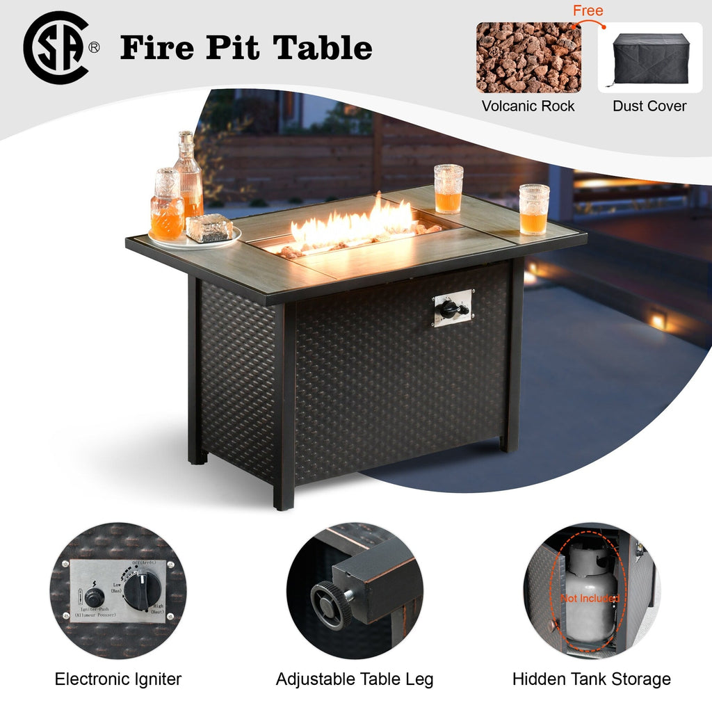 HOOOWOOO Ensemble de 10 canapés sectionnels en osier pour patio, pivotants et à bascule avec table pour foyer