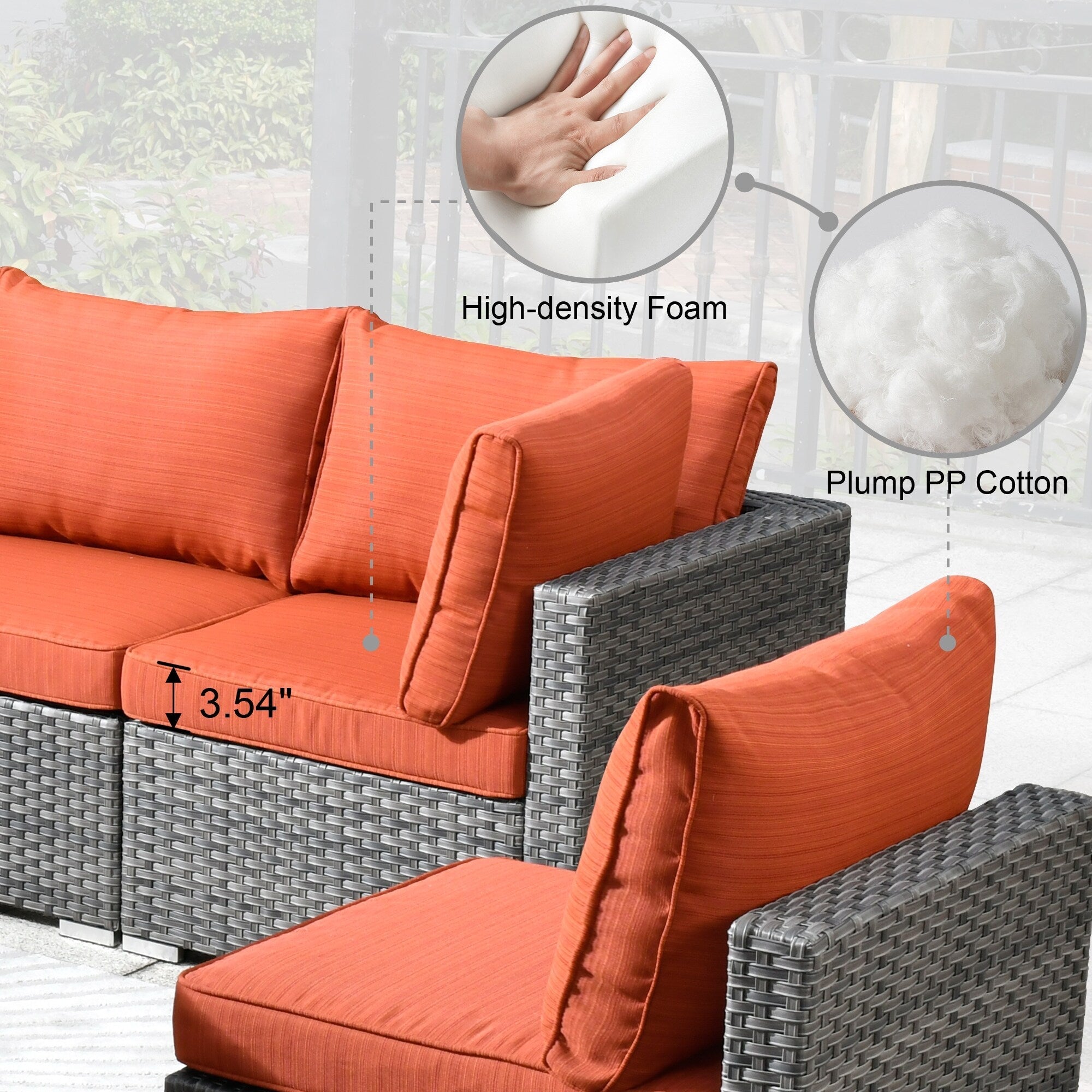 HOOOWOOO Ensemble de 10 canapés sectionnels en osier pour patio, pivotants et à bascule avec table pour foyer