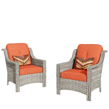 Ensemble de 2 chaises de jardin en rotin et osier à dossier haut HOOOWOOO