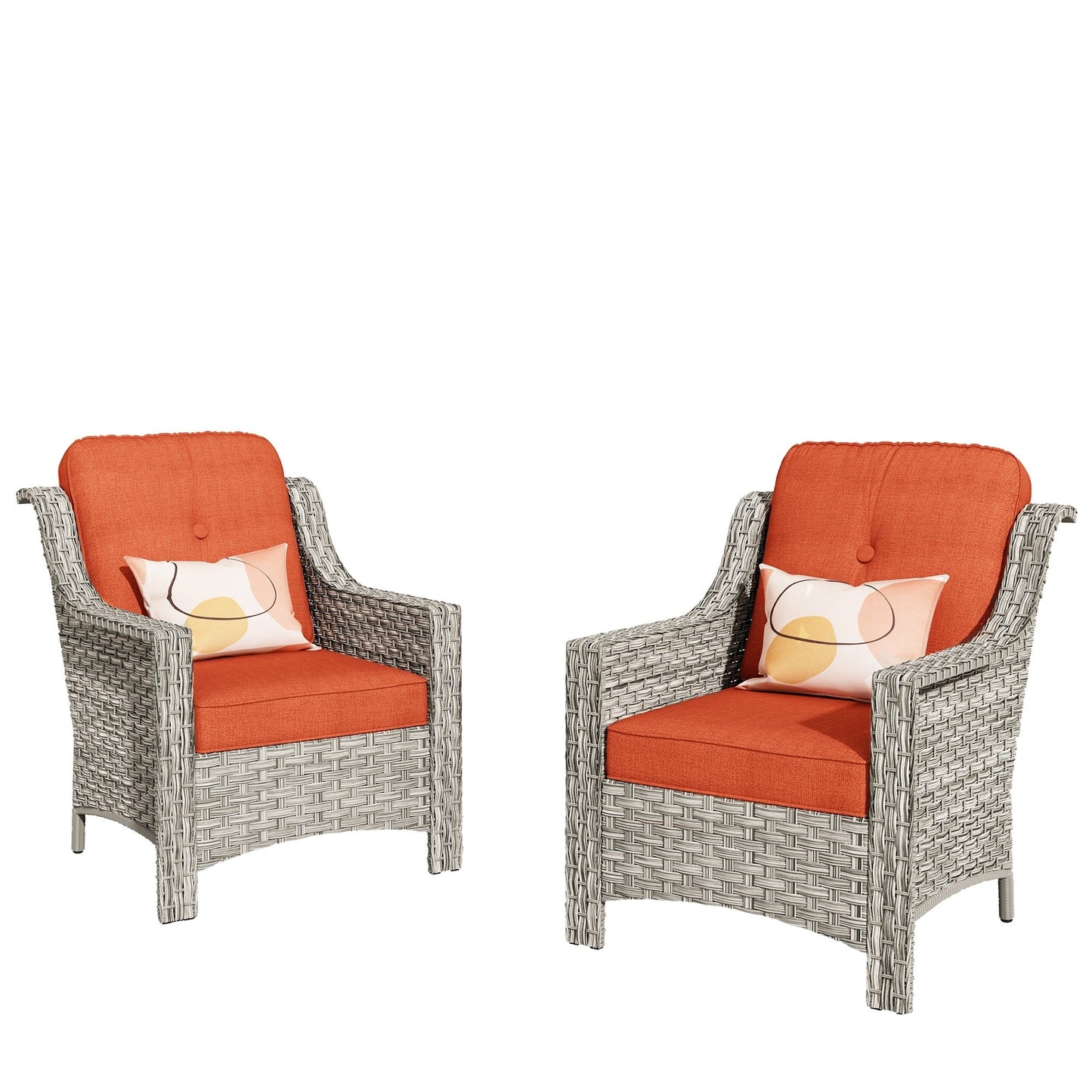 Ensemble de 2 chaises de jardin en rotin et osier à dossier haut HOOOWOOO