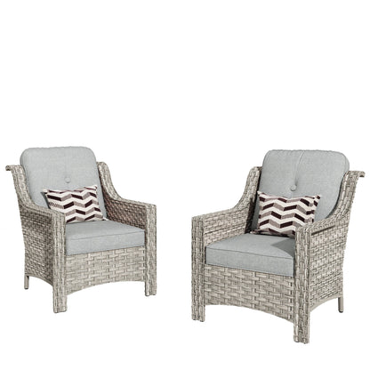 Ensemble de 2 chaises de jardin en rotin et osier à dossier haut HOOOWOOO