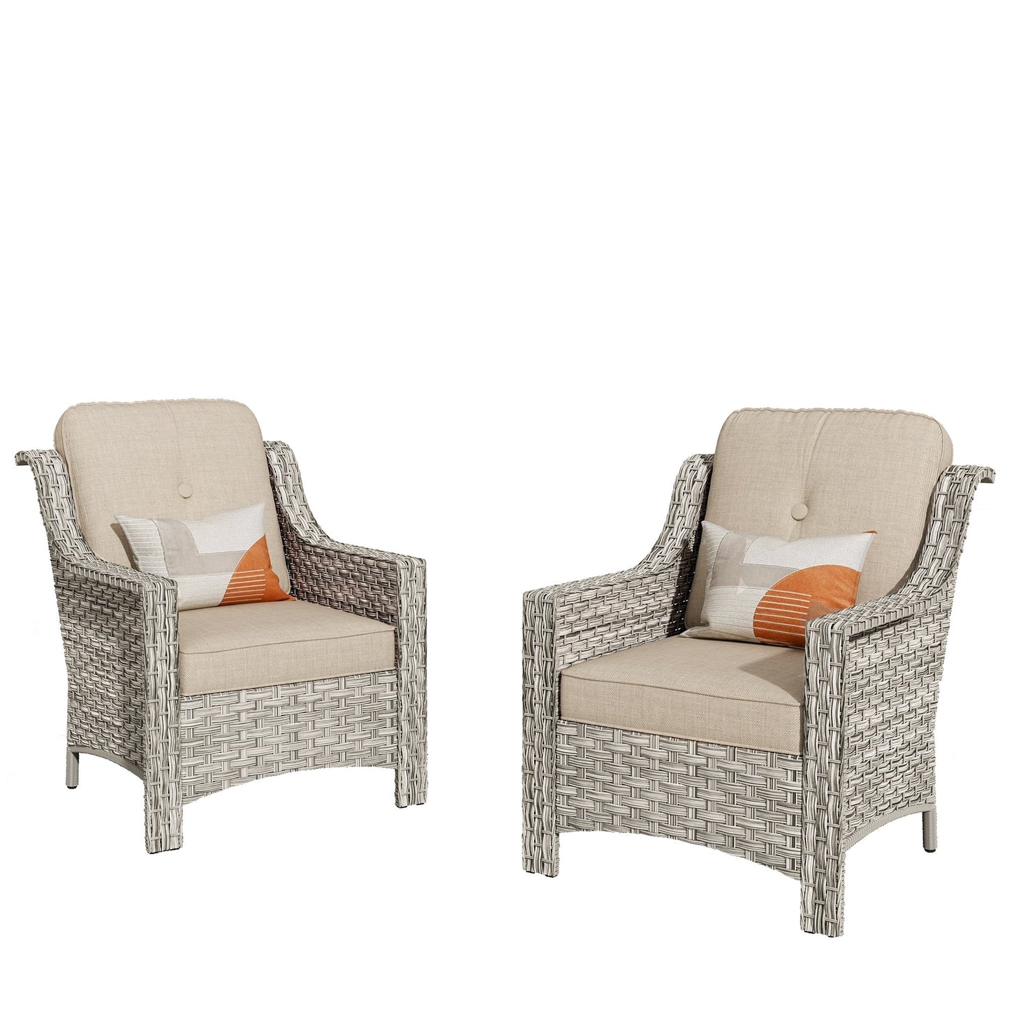 Ensemble de 2 chaises de jardin en rotin et osier à dossier haut HOOOWOOO
