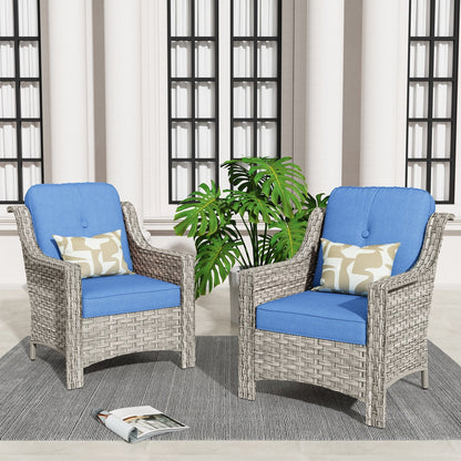 Ensemble de 2 chaises de jardin en rotin et osier à dossier haut HOOOWOOO