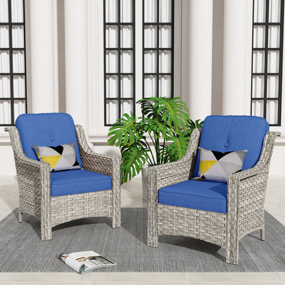 Ensemble de 2 chaises de jardin en rotin et osier à dossier haut HOOOWOOO