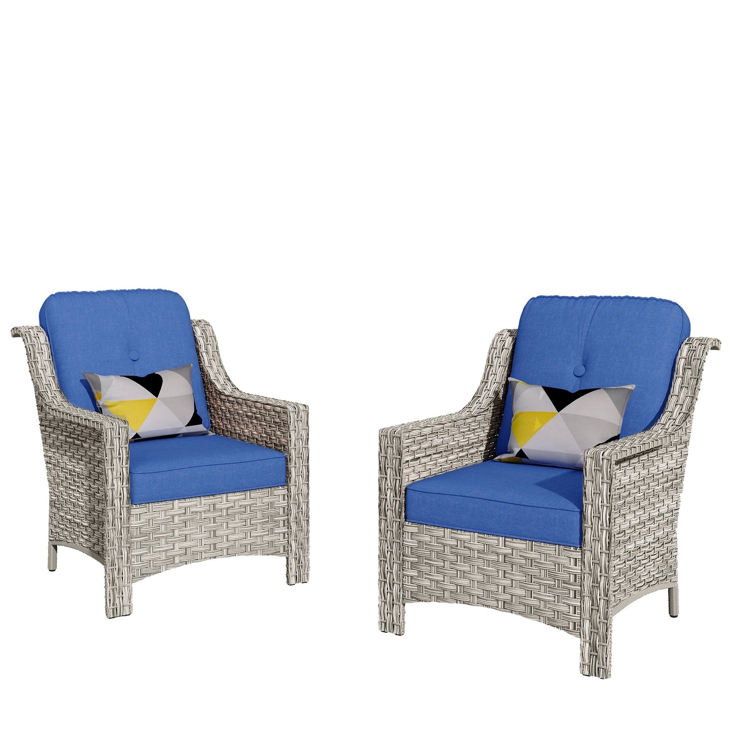 Ensemble de 2 chaises de jardin en rotin et osier à dossier haut HOOOWOOO