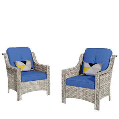 Ensemble de 2 chaises de jardin en rotin et osier à dossier haut HOOOWOOO