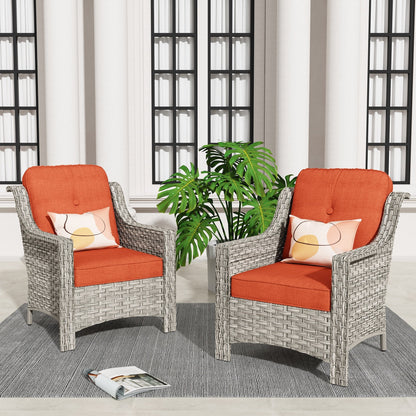 Ensemble de 2 chaises de jardin en rotin et osier à dossier haut HOOOWOOO