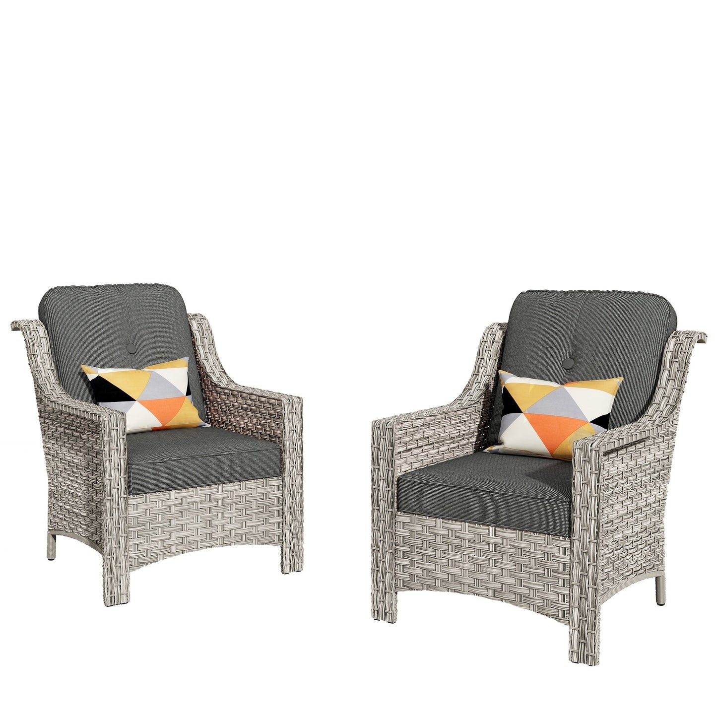 Ensemble de 2 chaises de jardin en rotin et osier à dossier haut HOOOWOOO