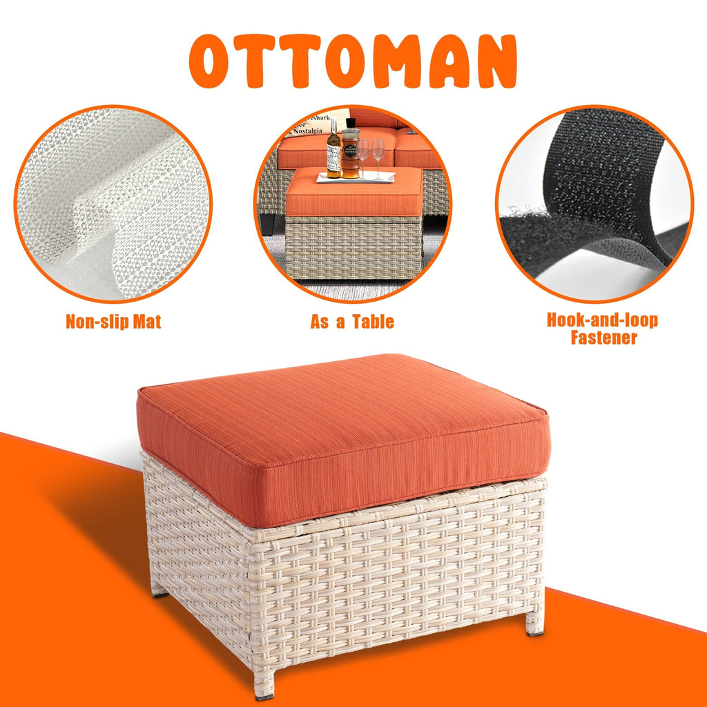 Ensemble de conversation rembourré en osier 5 pièces pour patio extérieur HOOOWOOO