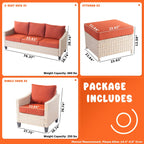 Ensemble de conversation rembourré en osier 5 pièces pour patio extérieur HOOOWOOO