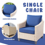 Ensemble de conversation rembourré en osier 5 pièces pour patio extérieur HOOOWOOO