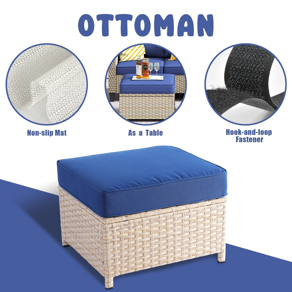 Ensemble de conversation rembourré en osier 5 pièces pour patio extérieur HOOOWOOO