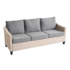 Ensemble de conversation rembourré en osier 5 pièces pour patio extérieur HOOOWOOO