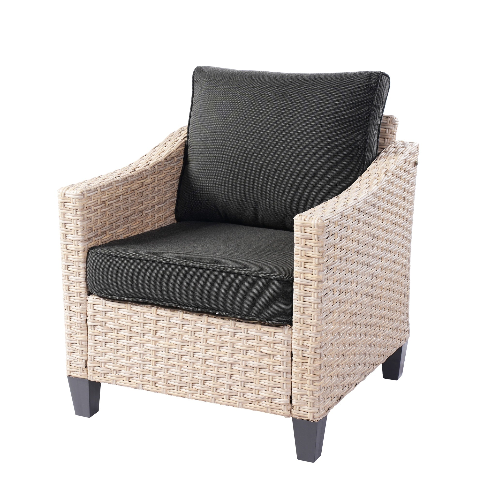 Ensemble de conversation rembourré en osier 5 pièces pour patio extérieur HOOOWOOO