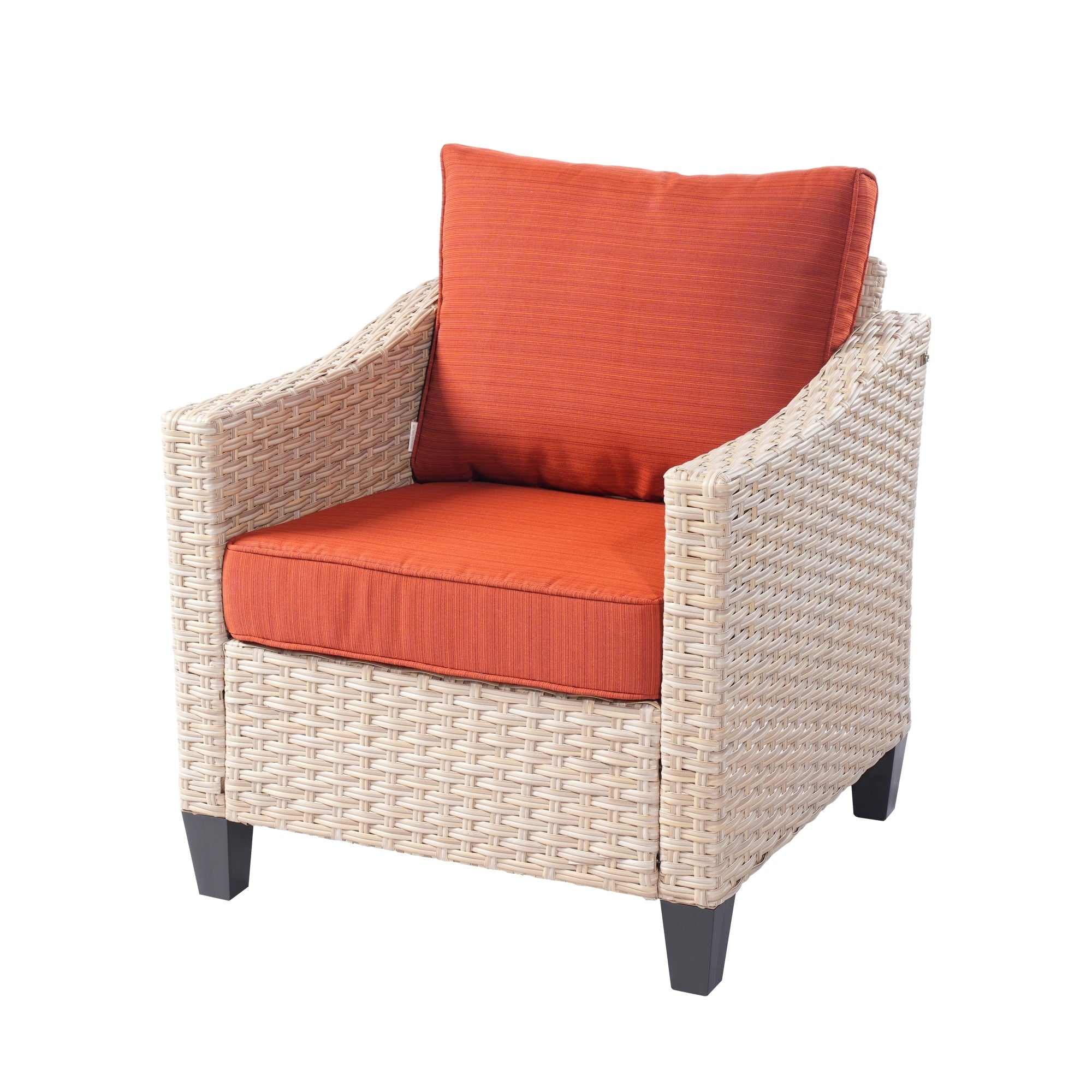 Ensemble de conversation rembourré en osier 5 pièces pour patio extérieur HOOOWOOO