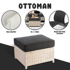 Ensemble de conversation rembourré en osier 5 pièces pour patio extérieur HOOOWOOO