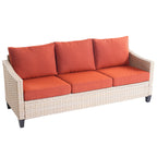 Ensemble de conversation rembourré en osier 5 pièces pour patio extérieur HOOOWOOO