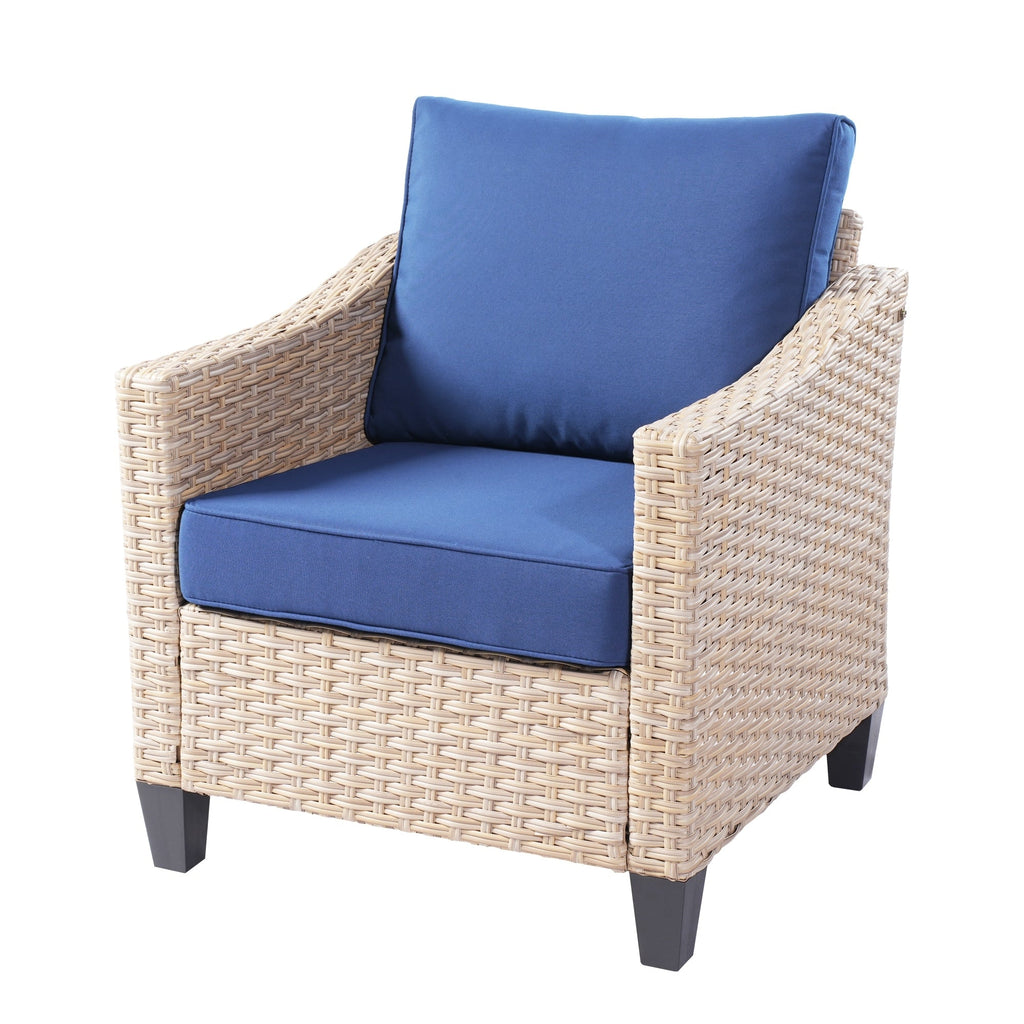 Ensemble de conversation rembourré en osier 5 pièces pour patio extérieur HOOOWOOO