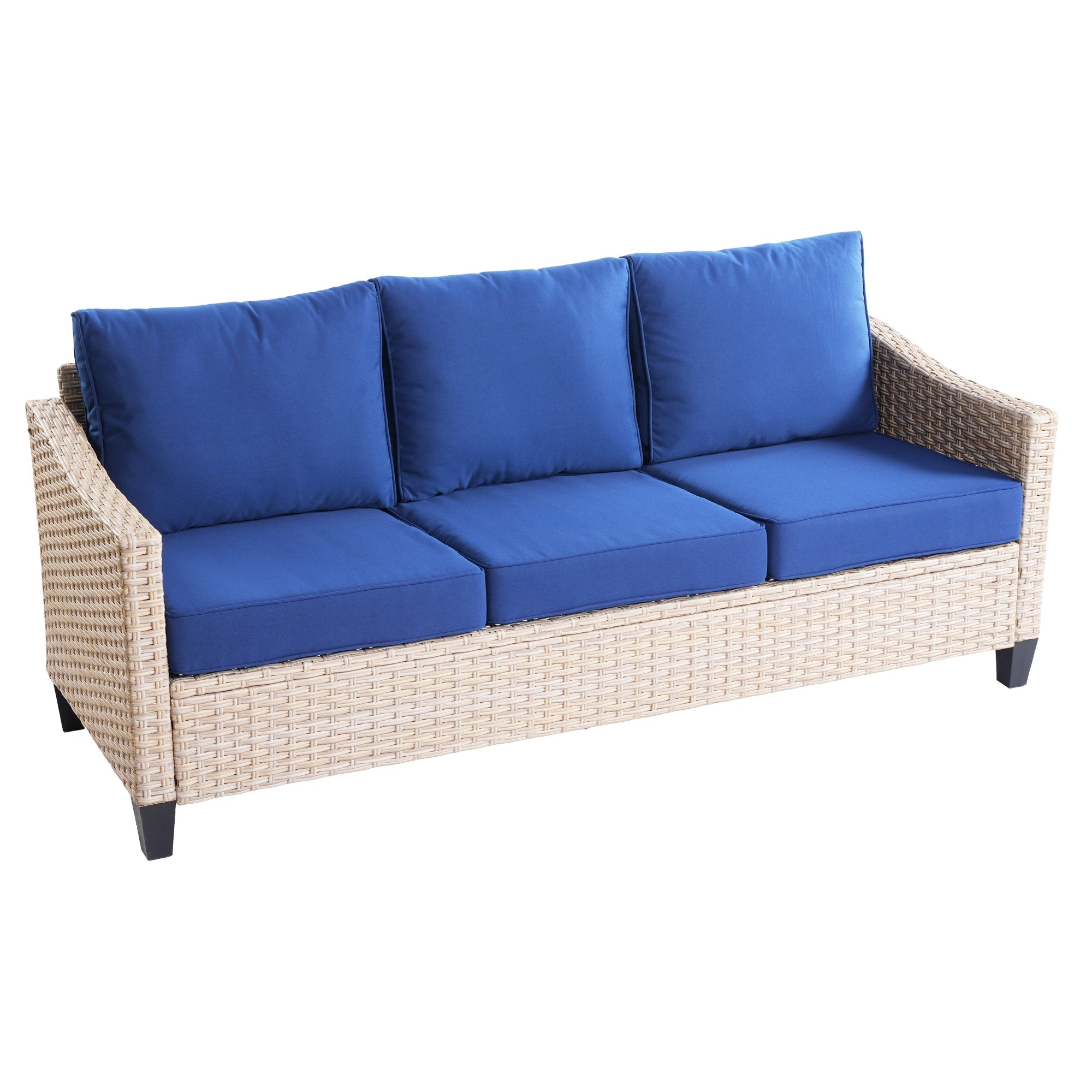 Ensemble de conversation rembourré en osier 5 pièces pour patio extérieur HOOOWOOO