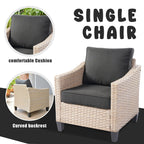 Ensemble de conversation rembourré en osier 5 pièces pour patio extérieur HOOOWOOO